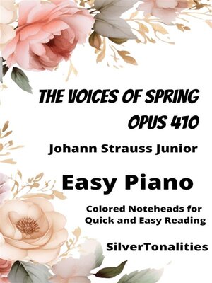 cover image of The Voices of Spring Opus 410 Easy Piano Sheet Music with Colored Notation